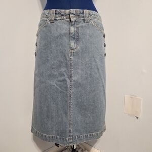 Vintage Light Wash Denim Midi Skirt Size 10